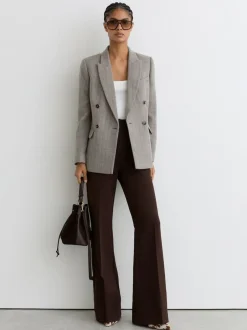 Reiss Grey Ember Herringbone Double-Breasted Blazer Wool-Cotton Discount