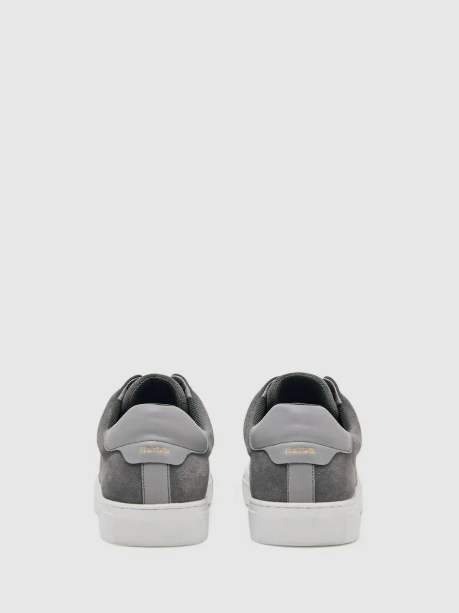 Reiss Emil Suede Slip-On Elasticated Trainers Grey New