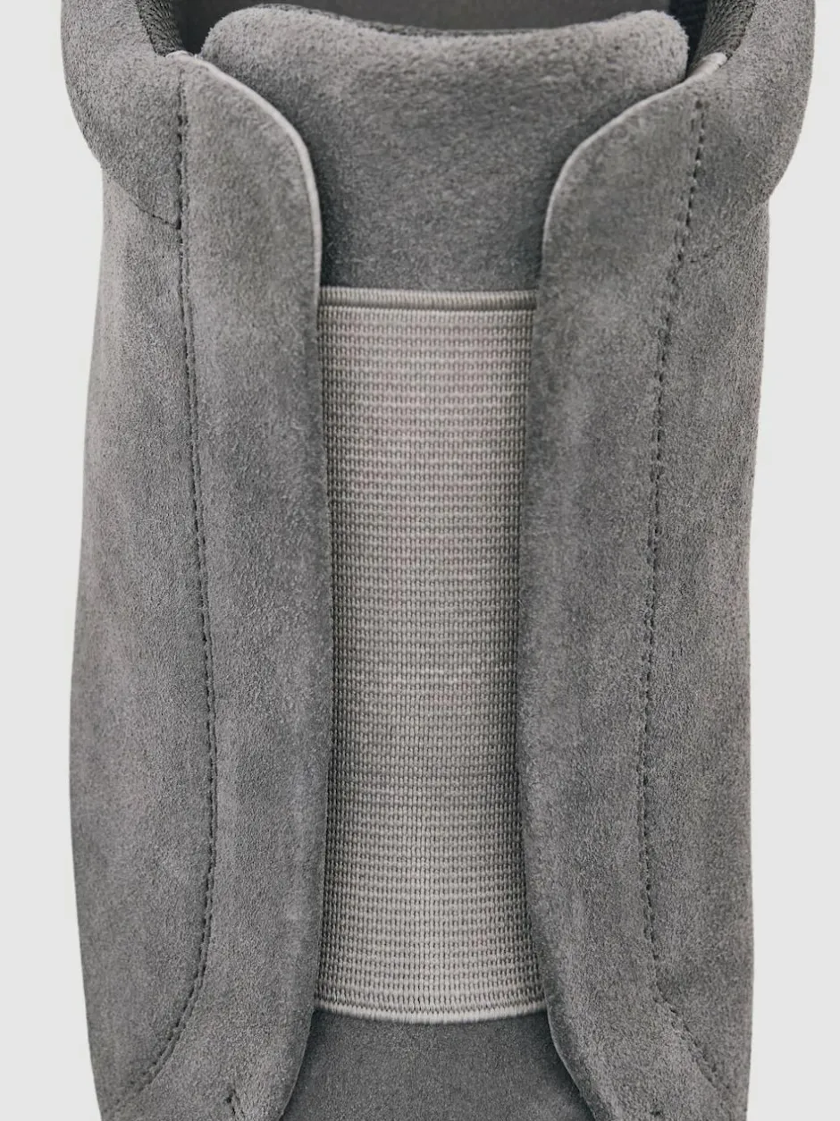 Reiss Emil Suede Slip-On Elasticated Trainers Grey New