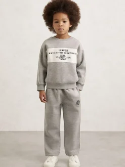 Reiss Grey Melange Owen 3-9 yrs Cotton-Blend Hockey Sweatshirt with Contrast-Piping Discount