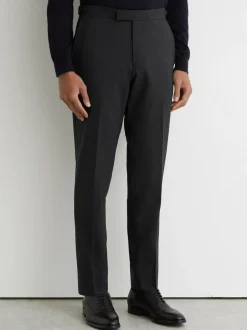 Reiss Promise Wool-Blend Tailored-Fit Suit Trousers Grey Sale