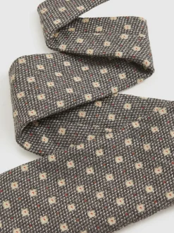 Reiss Tullio Wool-Silk Floral-Medallion Tie Grey New