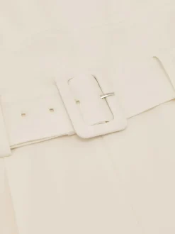 Reiss Ivory Alba Petite Sheer-Panel Wide-Leg Belted Jumpsuit