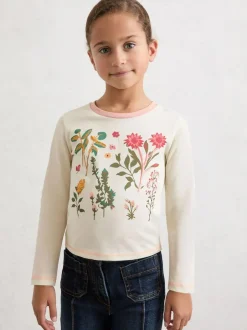 Reiss Ivory Darcy 3-9 yrs Cotton Floral Embroidered T-Shirt Outlet