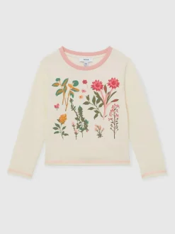 Reiss Ivory Darcy 3-9 yrs Cotton Floral Embroidered T-Shirt Outlet