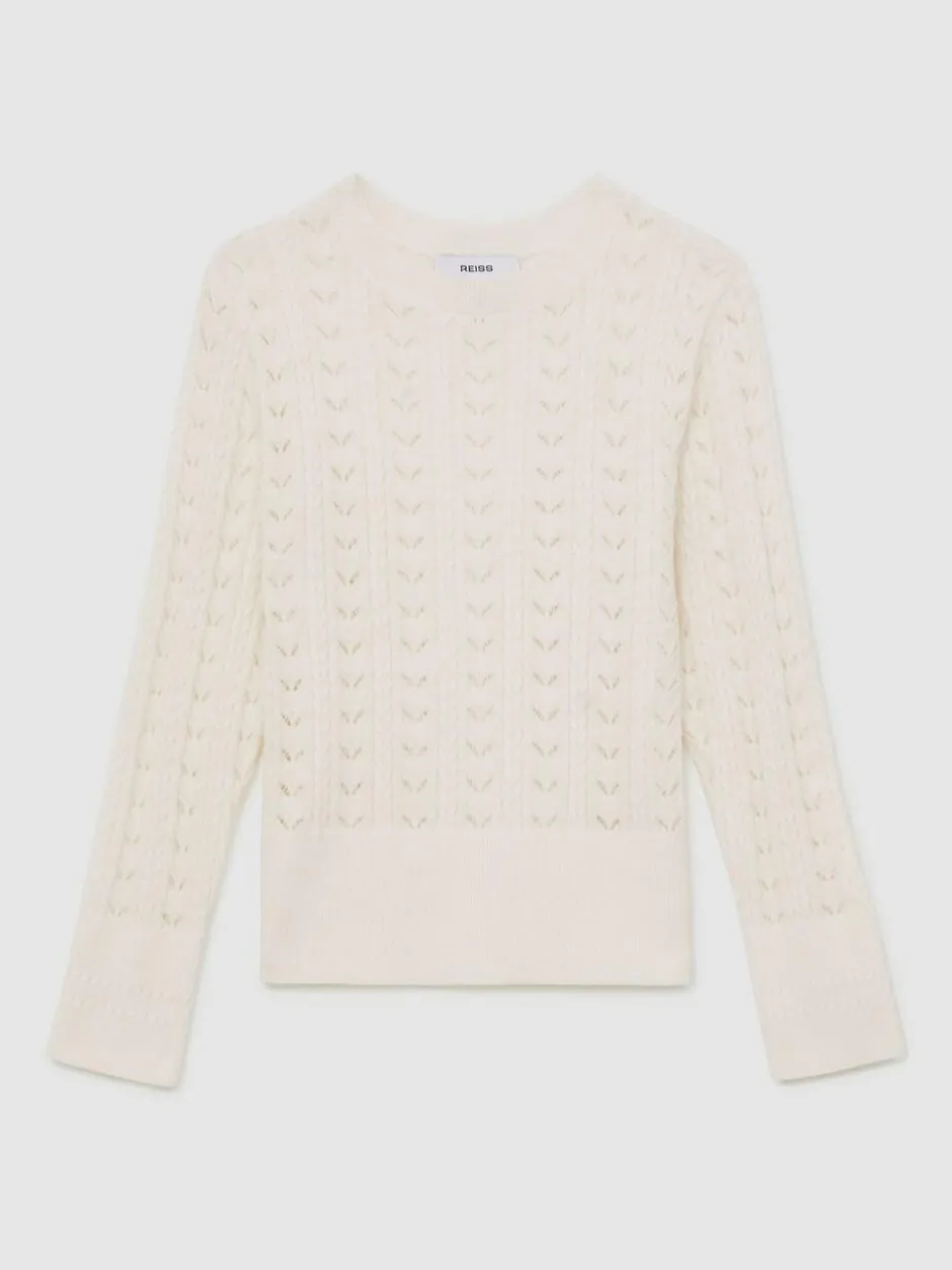 Reiss Ivory Lydia 3-9 yrs Wool-Cotton Pointelle Jumper Best