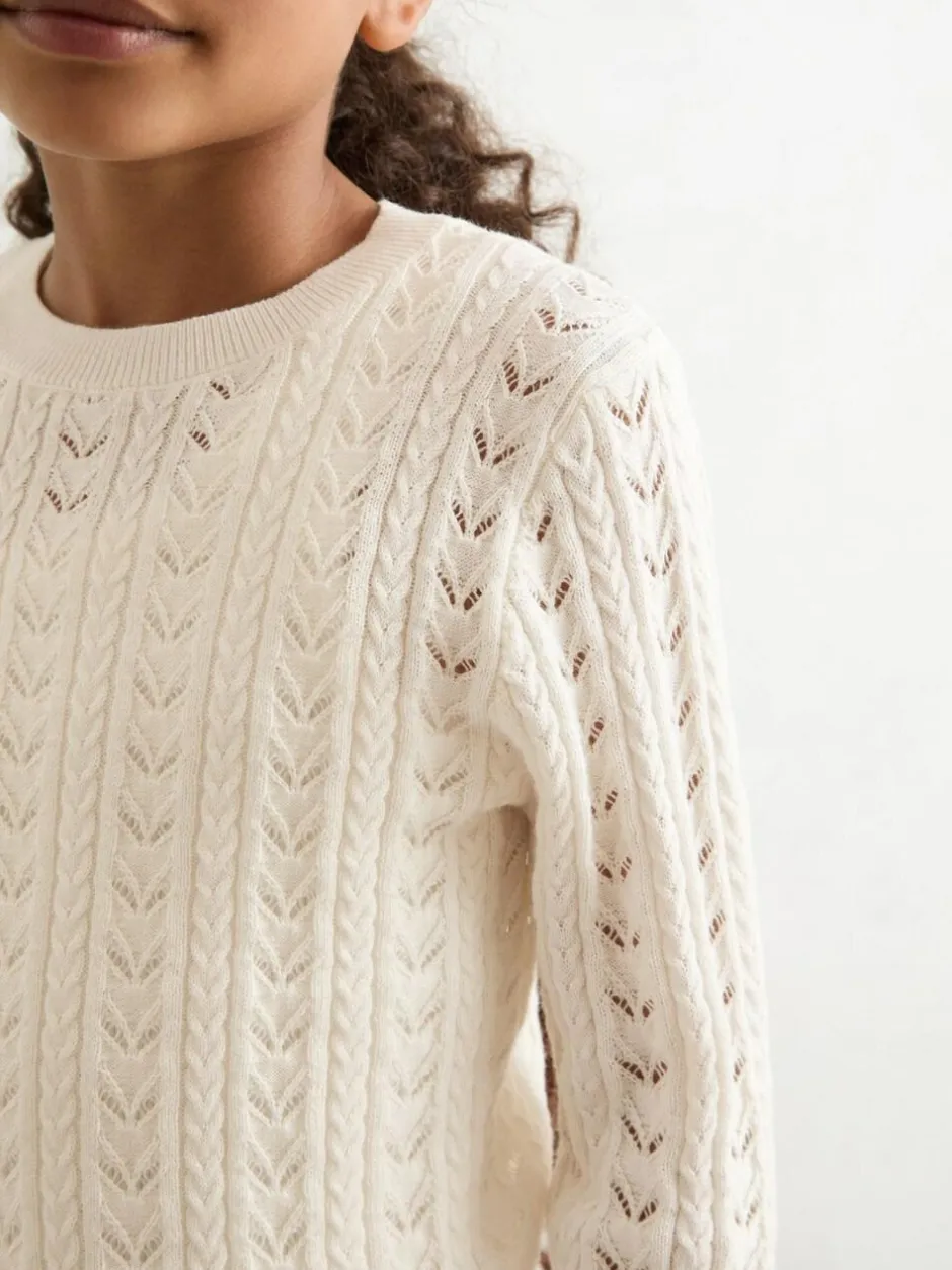 Reiss Ivory Lydia 3-9 yrs Wool-Cotton Pointelle Jumper Best