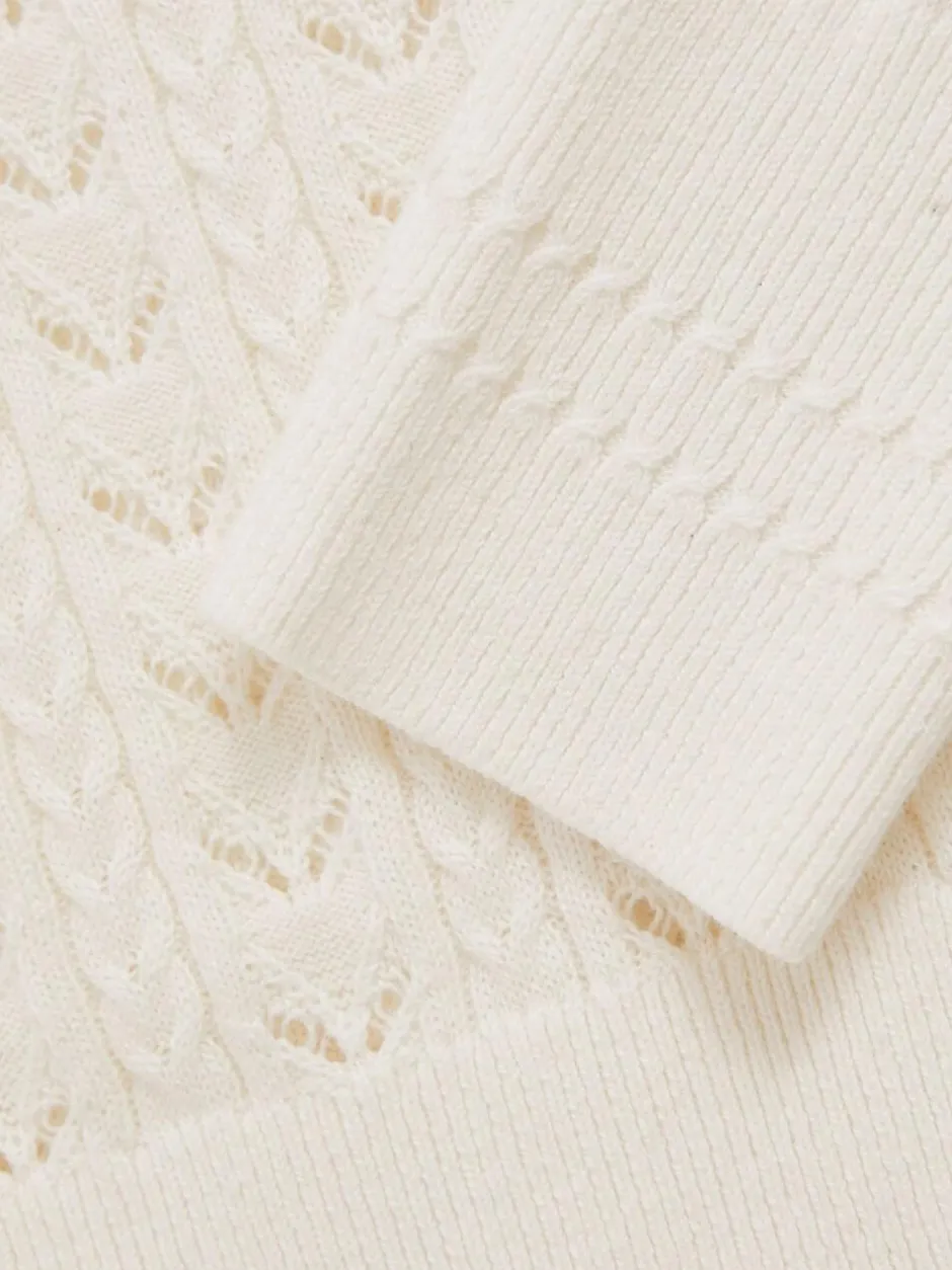 Reiss Ivory Lydia 3-9 yrs Wool-Cotton Pointelle Jumper Best