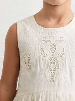Reiss Ivory Phoebe 9-13 yrs Lace-Detail Tulle-Skirt Dress Hot