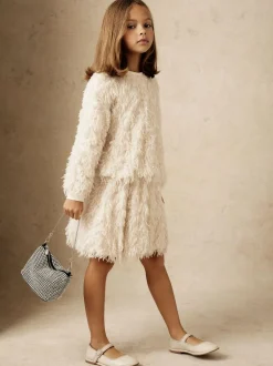 Reiss Ivory Roxy 3-9 yrs Fluffy Sequin-Embellished Skirt New