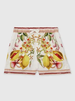 Reiss Ivory Sammie 9-13 yrs | NYBG Satin Floral-Print Shorts Discount