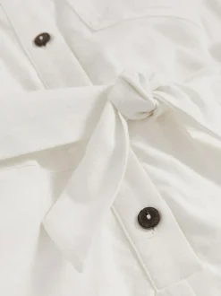 Reiss Ivory Zoe 9-13 yrs Cotton-Linen Belted Playsuit Outlet