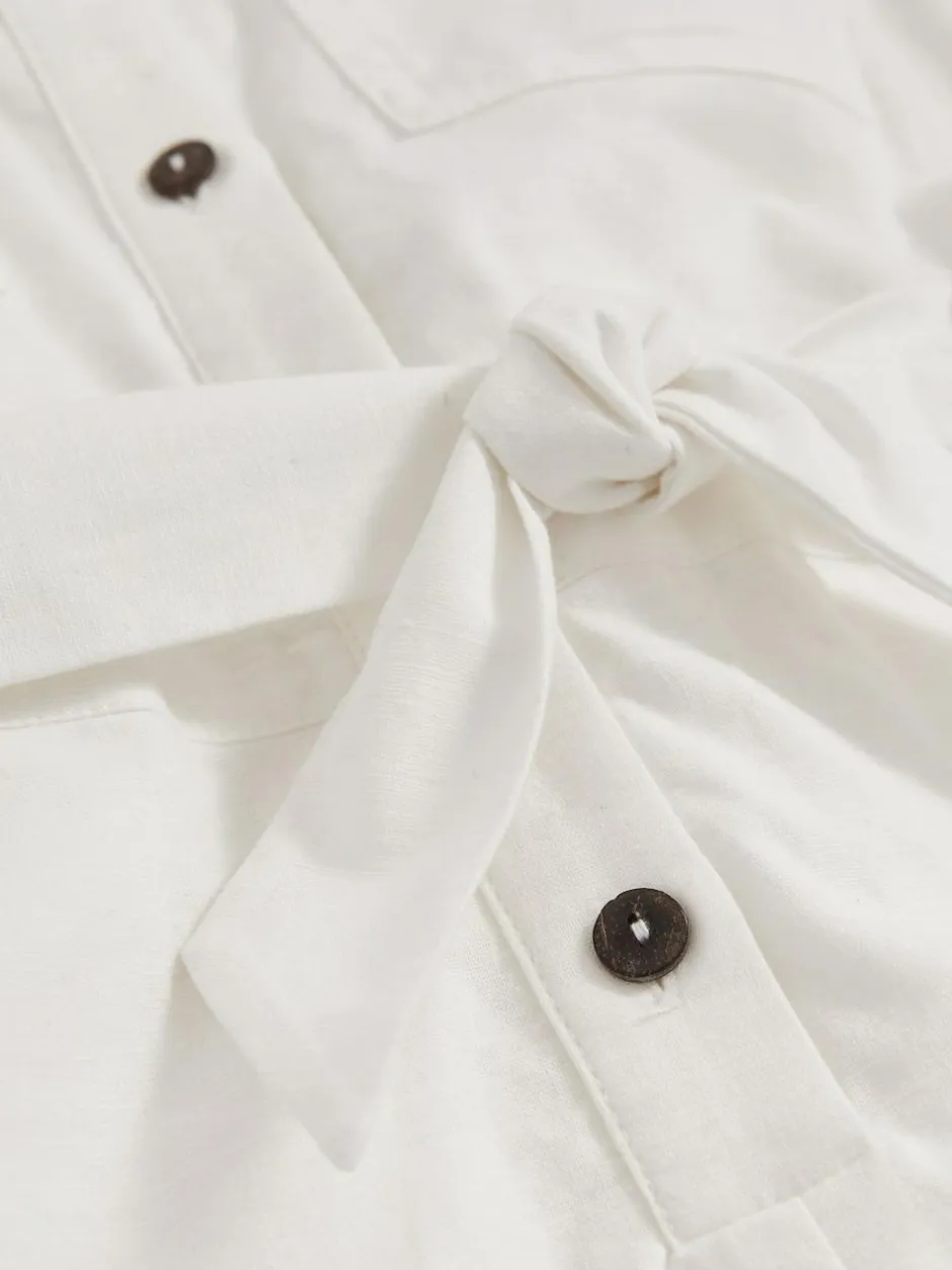Reiss Ivory Zoe 9-13 yrs Cotton-Linen Belted Playsuit Outlet
