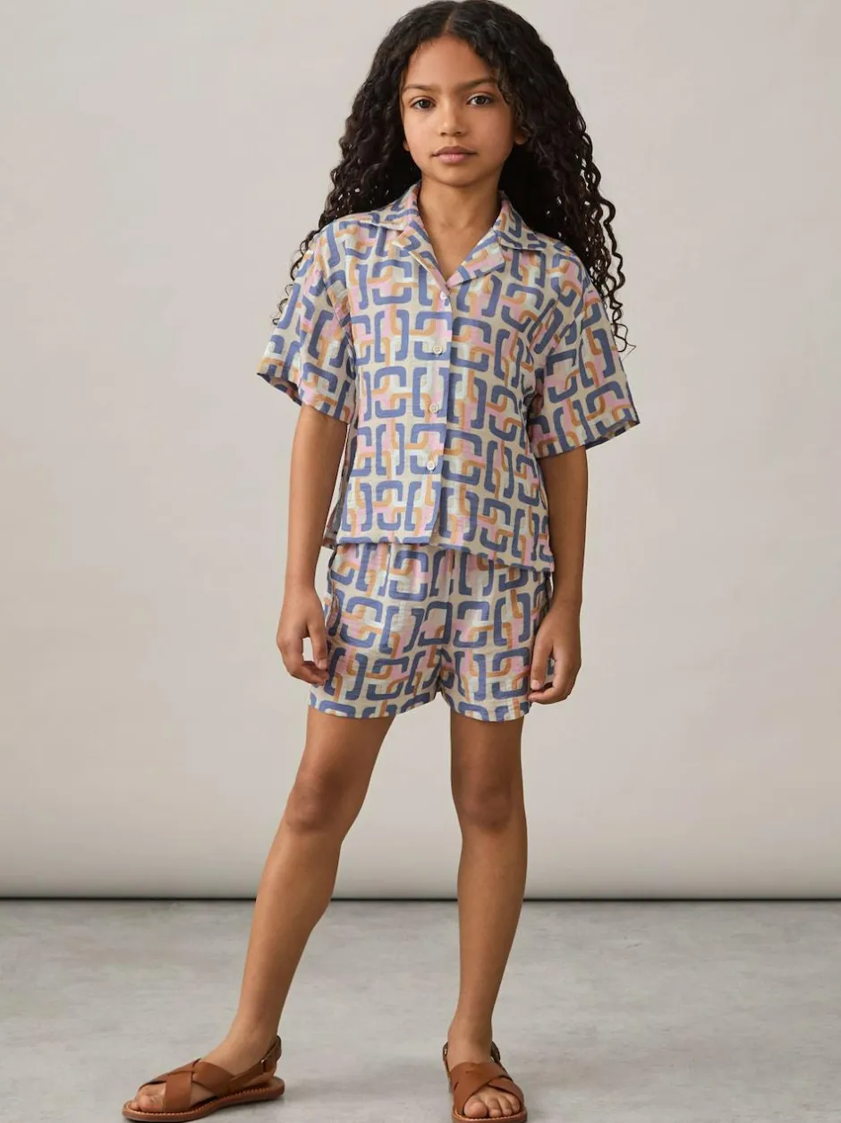 Reiss Multi Eva 4-9 yrs Geometric Chain Print Shorts Discount