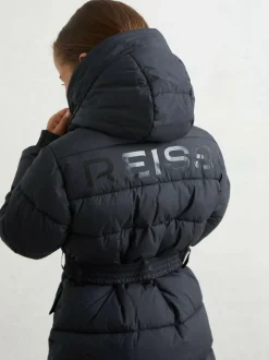 Reiss Navy Alys 9-13 yrs Longline Hooded Puffer Coat Sale