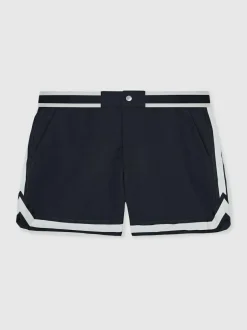 Reiss Baller | Ché Stripe-Trim Swim Shorts Navy New