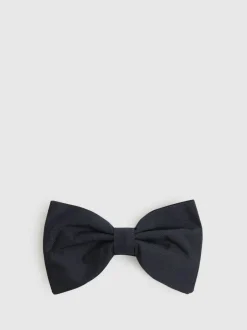 Reiss Navy Boyle Grosgrain Silk Bow Tie Dark Navy Clearance