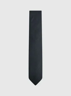 Reiss Ceremony Textured Silk Blend Tie Navy Hot