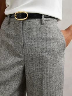 Reiss Drew Patent Leather Oval Buckle Belt Navy Sale