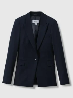Reiss Gabi Tailored Single Breasted Suit Blazer Navy New