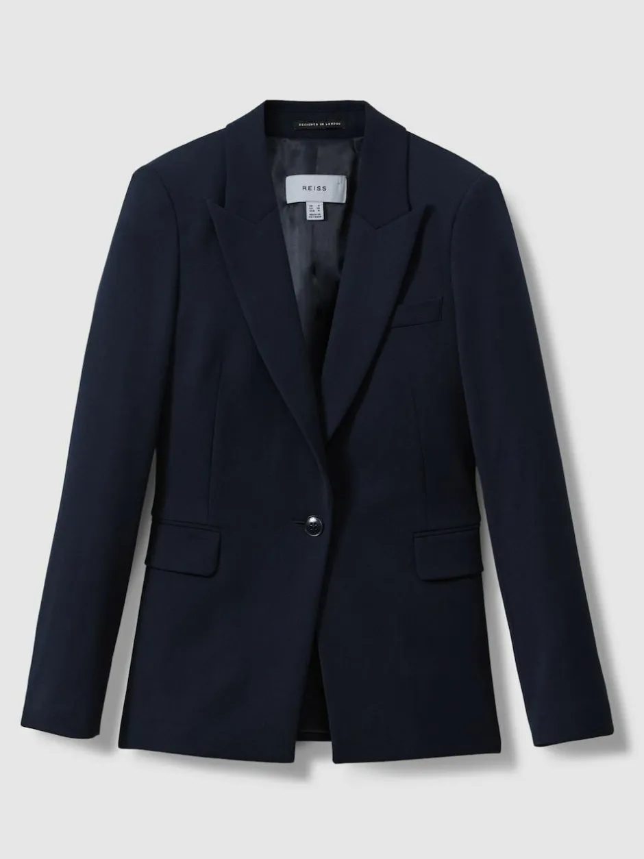 Reiss Gabi Tailored Single Breasted Suit Blazer Navy New