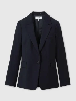 Reiss Haisley Petite Single Breasted Suit Blazer Navy Outlet