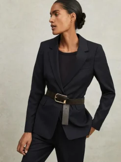 Reiss Haisley Petite Single Breasted Suit Blazer Navy Outlet