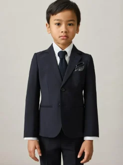 Reiss Navy Hope 9-13 yrs Wool-Blend Single-Breasted Suit Blazer Clearance
