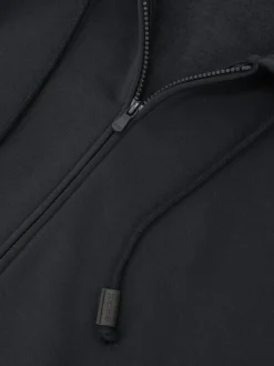 Reiss Howel Cotton-Blend Zip-Through Hoodie Navy New