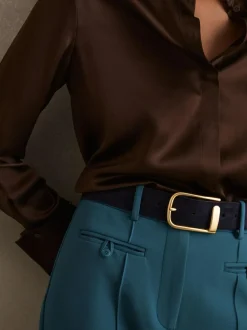 Reiss Iyla Suede Half Keeper Belt Navy Hot