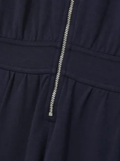 Reiss Navy Nala 13-14 yrs Jersey High Collar Jumpsuit