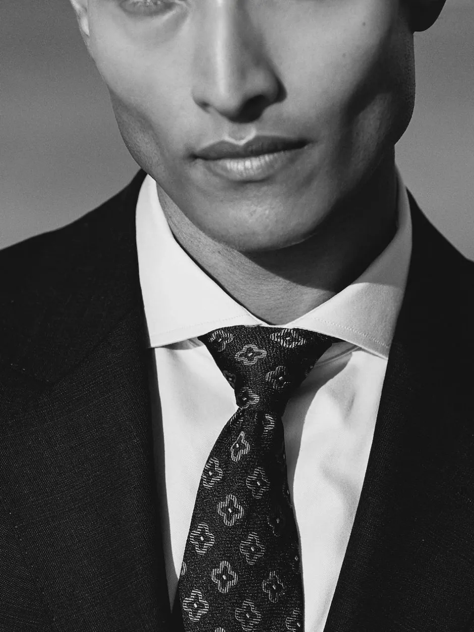 Reiss Navy Omero Silk-Wool Floral-Medallion Tie Online