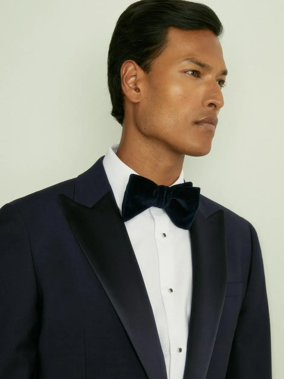 Reiss Navy Poker Peak Lapel Single-Breasted Tuxedo Jacket Slim-Fit Hot