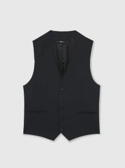 Reiss Promise Wool-Blend Tailored-Fit Waistcoat Navy Best