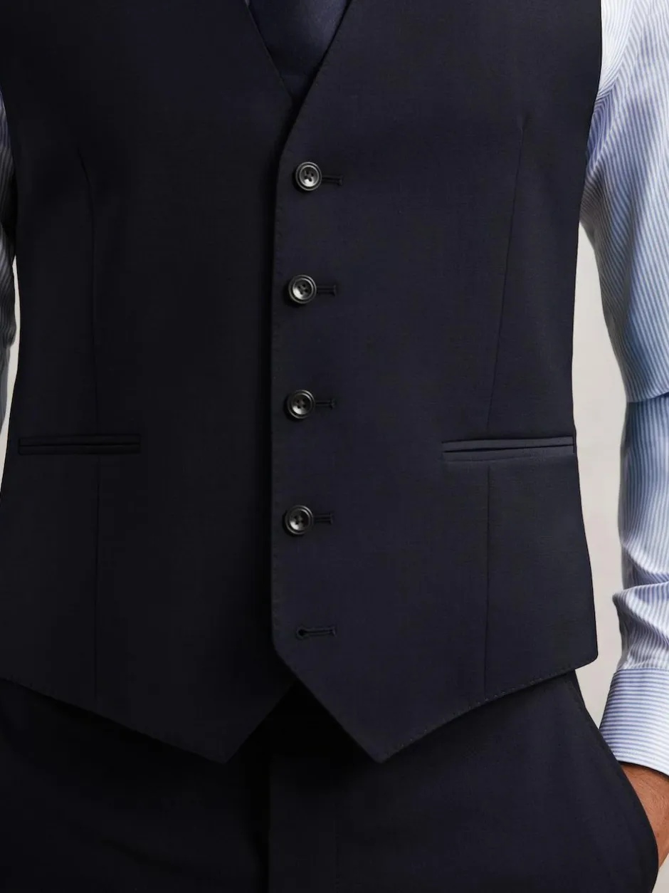 Reiss Promise Wool-Blend Tailored-Fit Waistcoat Navy Best