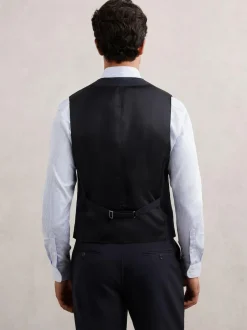 Reiss Promise Wool-Blend Tailored-Fit Waistcoat Navy Best