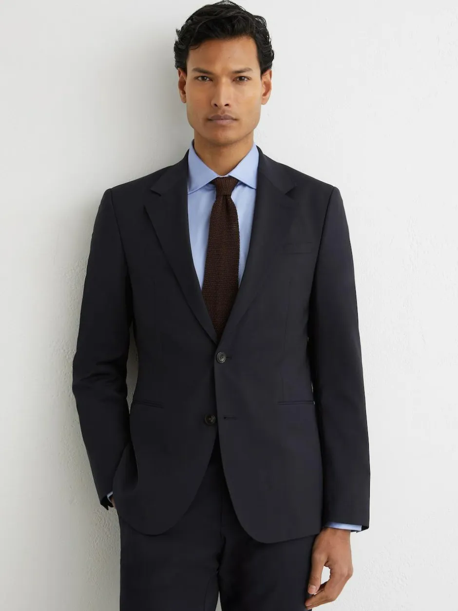 Reiss Promise Wool-Blend Single-Breasted Suit Blazer Tailored-Fit Navy Discount