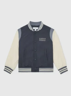 Reiss Roy 3-9 yrs Colour-Block Bomber Jacket Navy Online