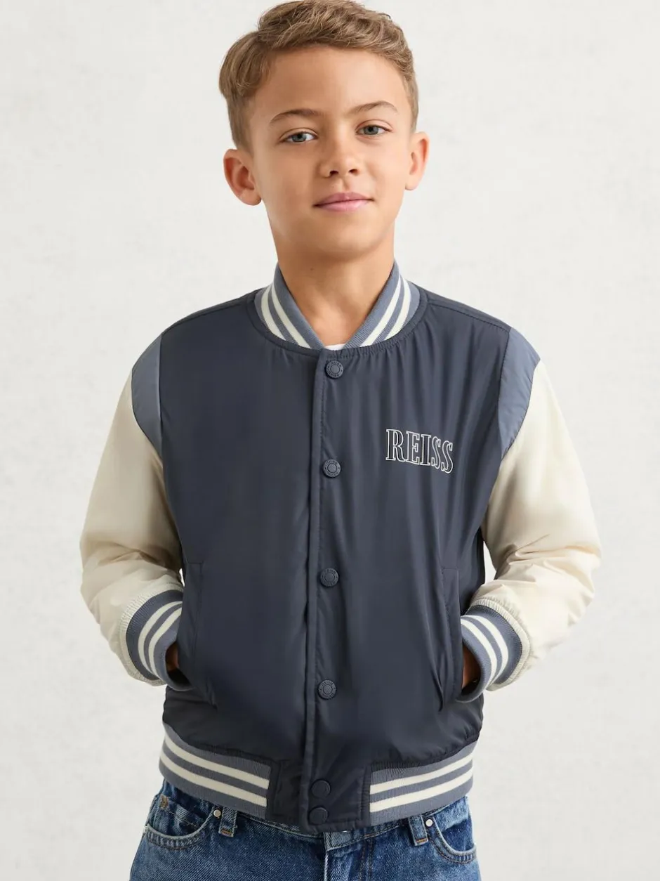 Reiss Roy 3-9 yrs Colour-Block Bomber Jacket Navy Online
