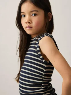 Reiss Trudy 9-13 yrs Ruched Vest Top Navy/White