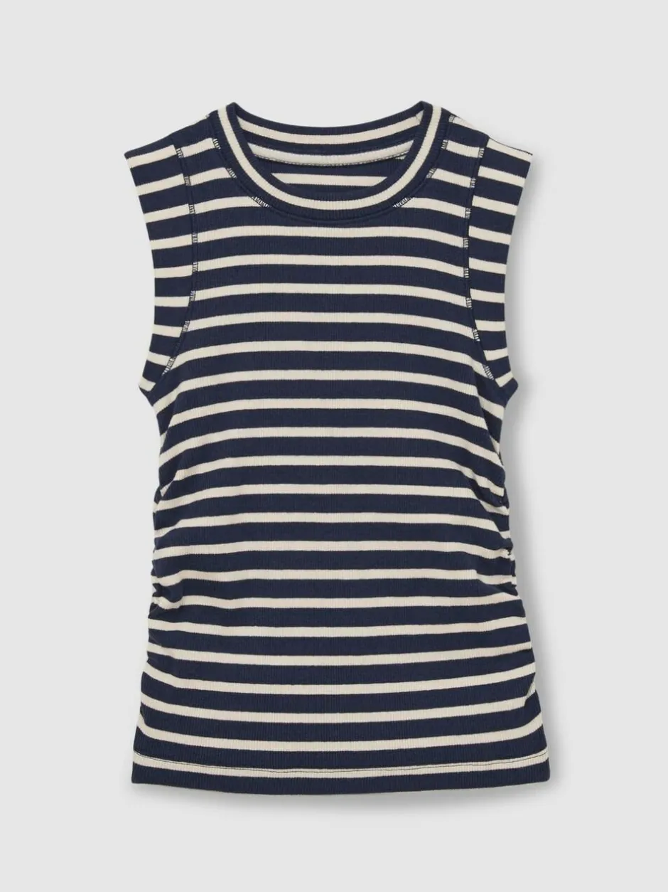 Reiss Trudy 9-13 yrs Ruched Vest Top Navy/White