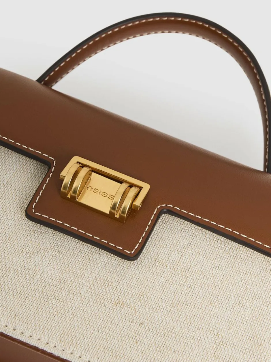 Reiss Neutral Kinsley Girls Linen Canvas Top Handle Bag Online