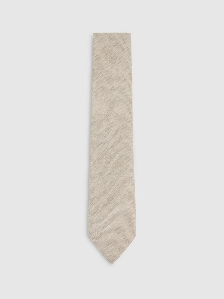 Reiss Donato Wool-Silk Textured Tie Oatmeal Discount