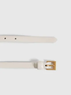 Reiss Holly Thin Leather Belt Off White Clearance