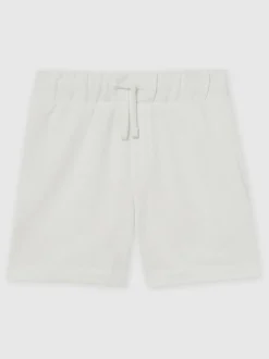 Reiss Perry 3-9 yrs Cotton Brand-Embroidered Shorts Off White Best