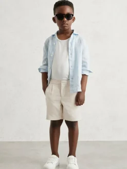 Reiss Sussex 3-9 yrs Relaxed Drawstring Shorts Off White Online