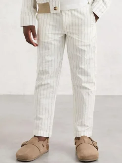 Reiss Off White/Taupe Brown Easton 9-13 yrs Cotton Pinstripe Trousers Regular-Fit Online