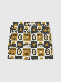 Reiss Trinity | Ché Sunset-Print Swim Shorts Olive Green Sale