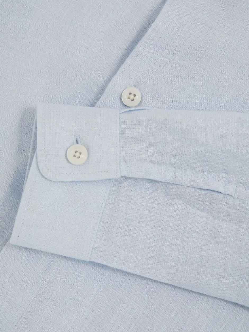 Reiss Ruban 3-9 yrs Linen Cutaway Collar Shirt Pale Blue Discount