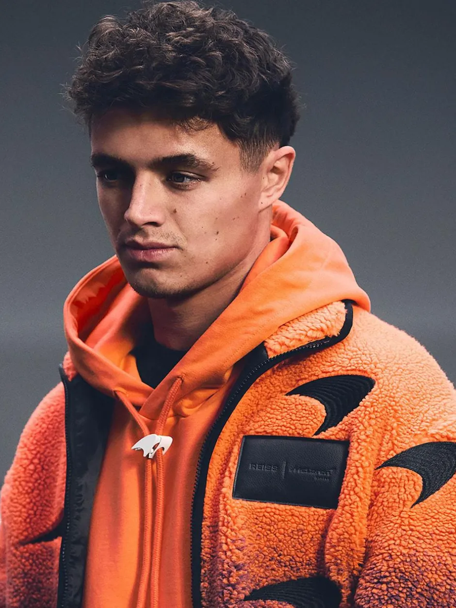 Reiss Papaya Orange/Purple Drift Unisex Fit McLaren F1 Team Ombré Fleece Jacket Discount